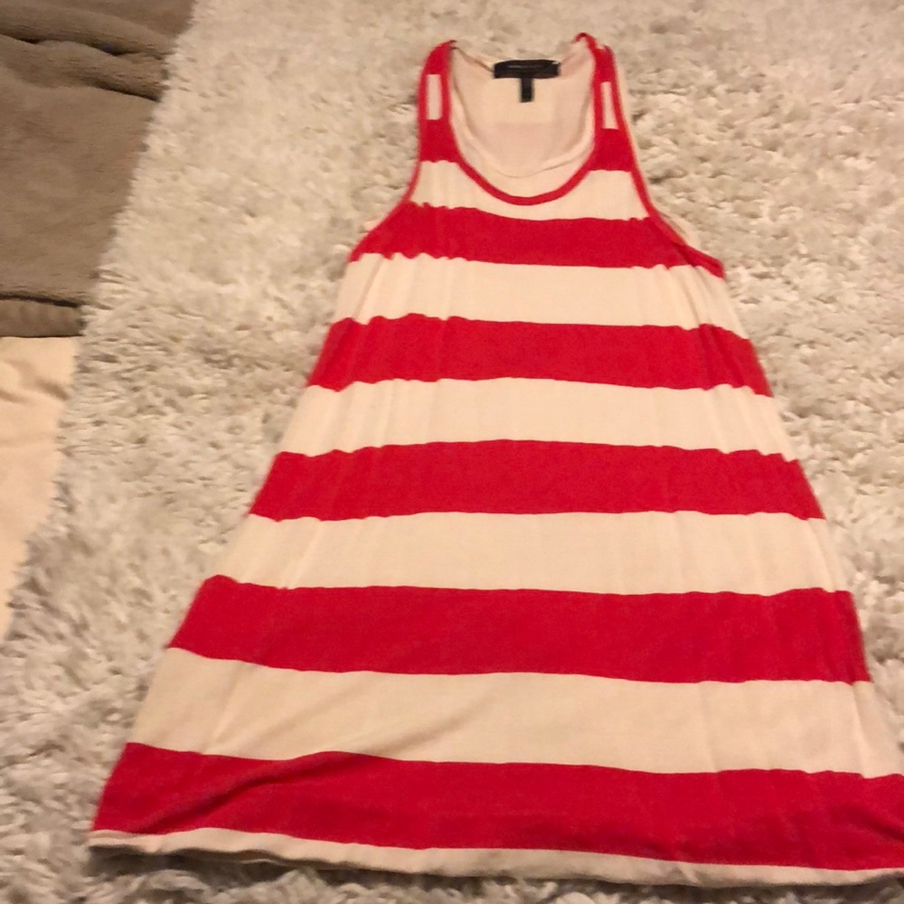 Red and cream dress